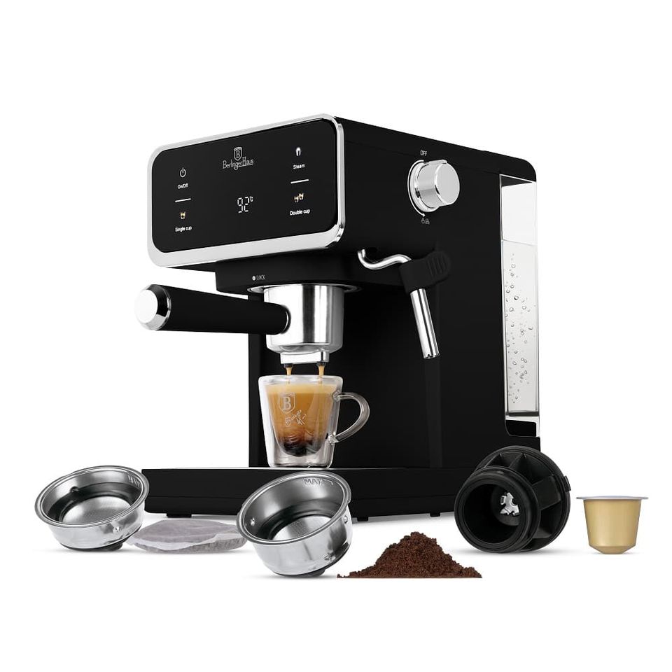 Digital Espresso Coffee Maker, 3 in 1, Matt Black | Berlinger Haus BH9851