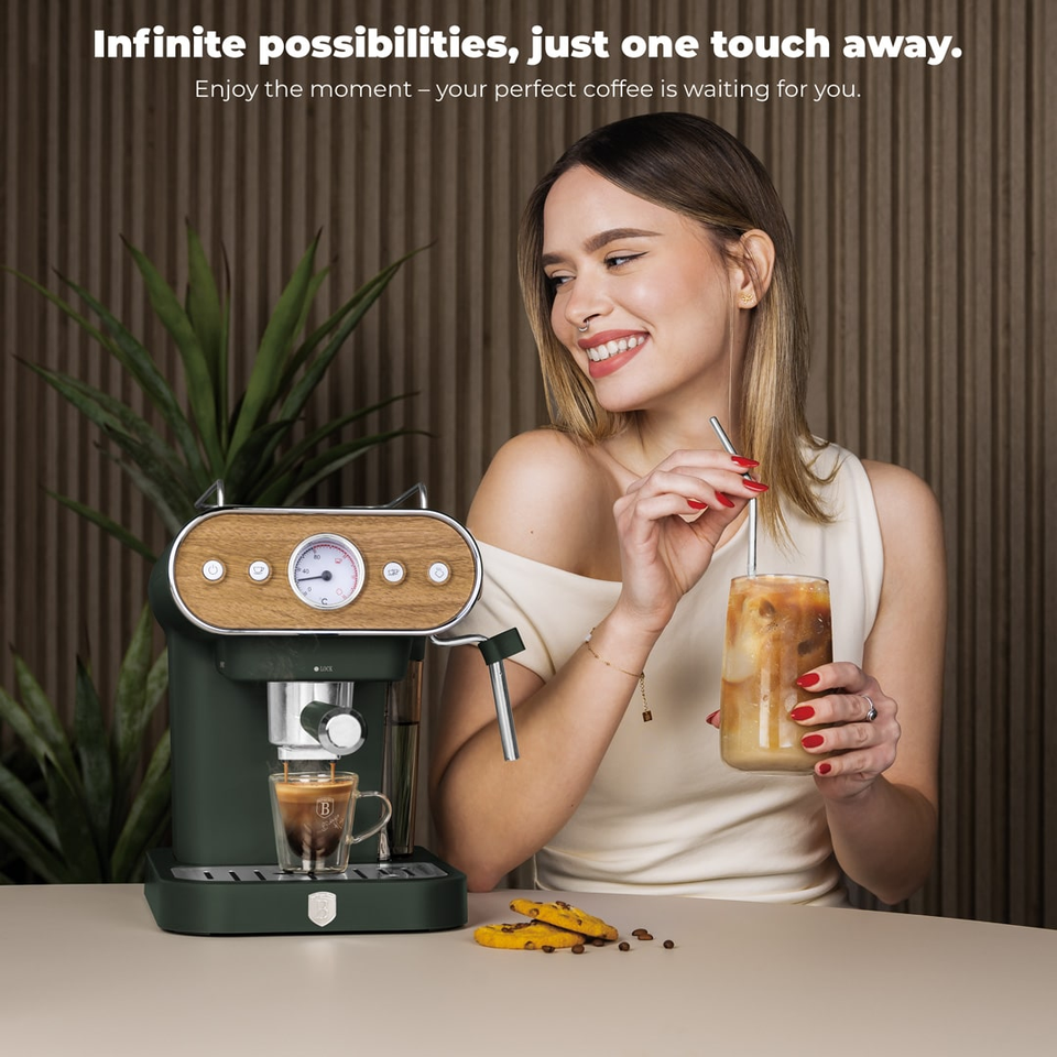 Espresso Coffee Maker, 3 in 1 | Matt Green | Berlinger Haus BH9857