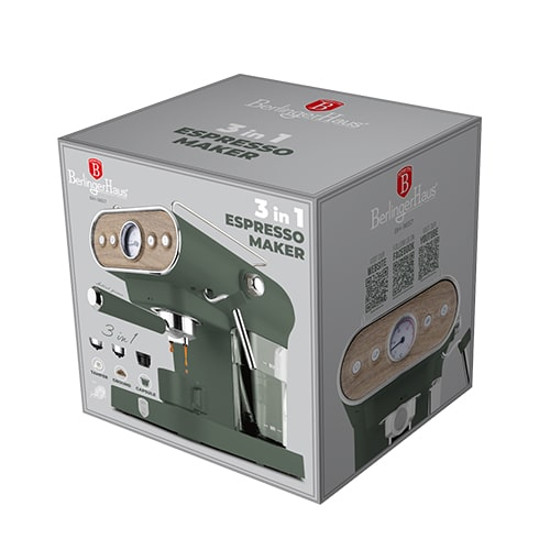Espresso Coffee Maker, 3 in 1 | Matt Green | Berlinger Haus BH9857
