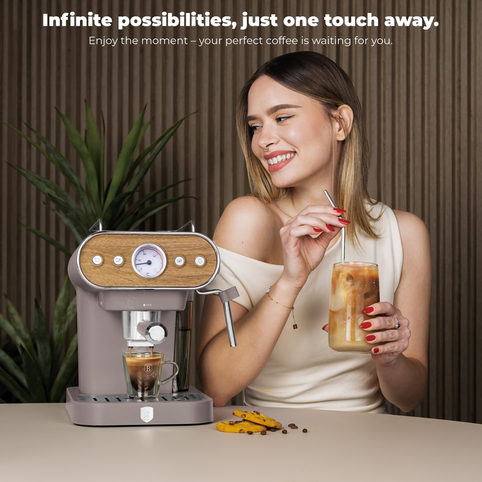 Espresso Coffee Maker, 3 in 1 | Matt Taupe | Berlinger Haus BH9856