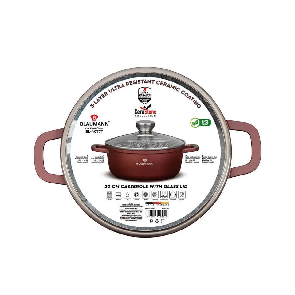 Casserole with Lid, 20 cm Blaumann BL4077| Cera Stone