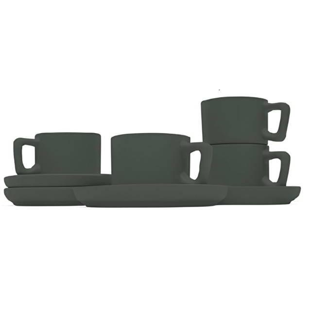 4+4 pcs Espresso Cup Set Berlinger Haus LPBH262 | Matt Green