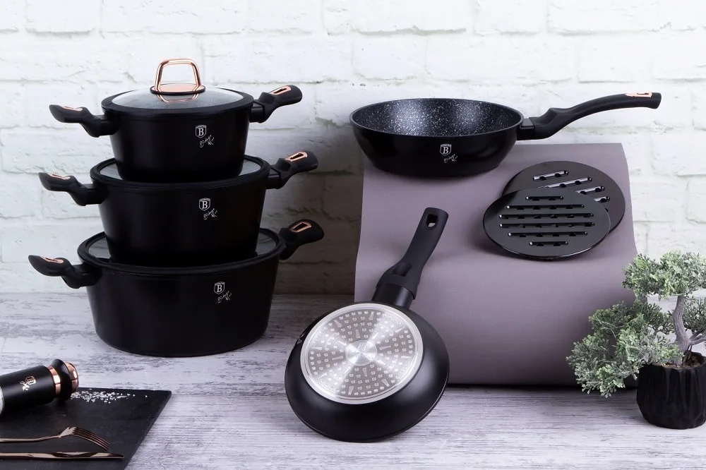 10 pcs cookware set Berlinger Haus BH 8168 Black Rose