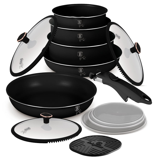13 Pcs Cookware Set Berlinger Haus BH8419 | Black Rose