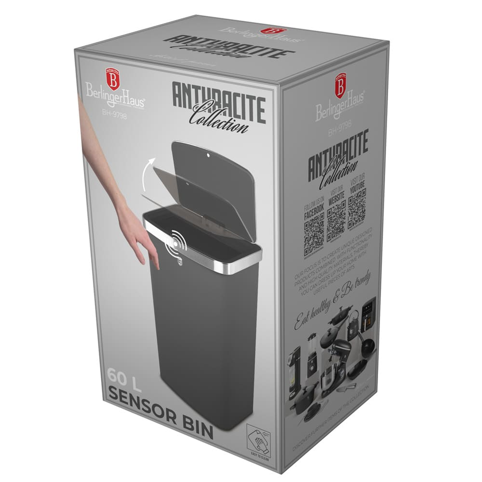 Sensor Bin, 60L, Matt Anthracite | Berlinger Haus BH9798