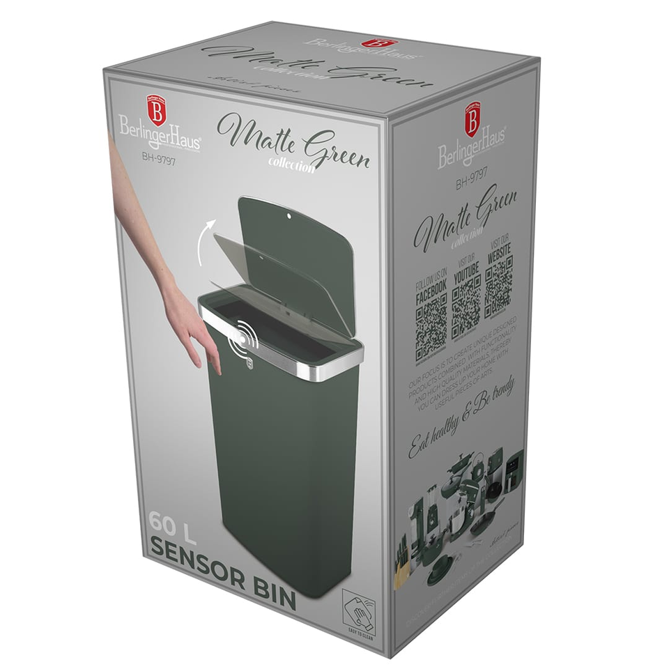 Sensor Bin, 60L, Matt Green | Berlinger Haus BH9797