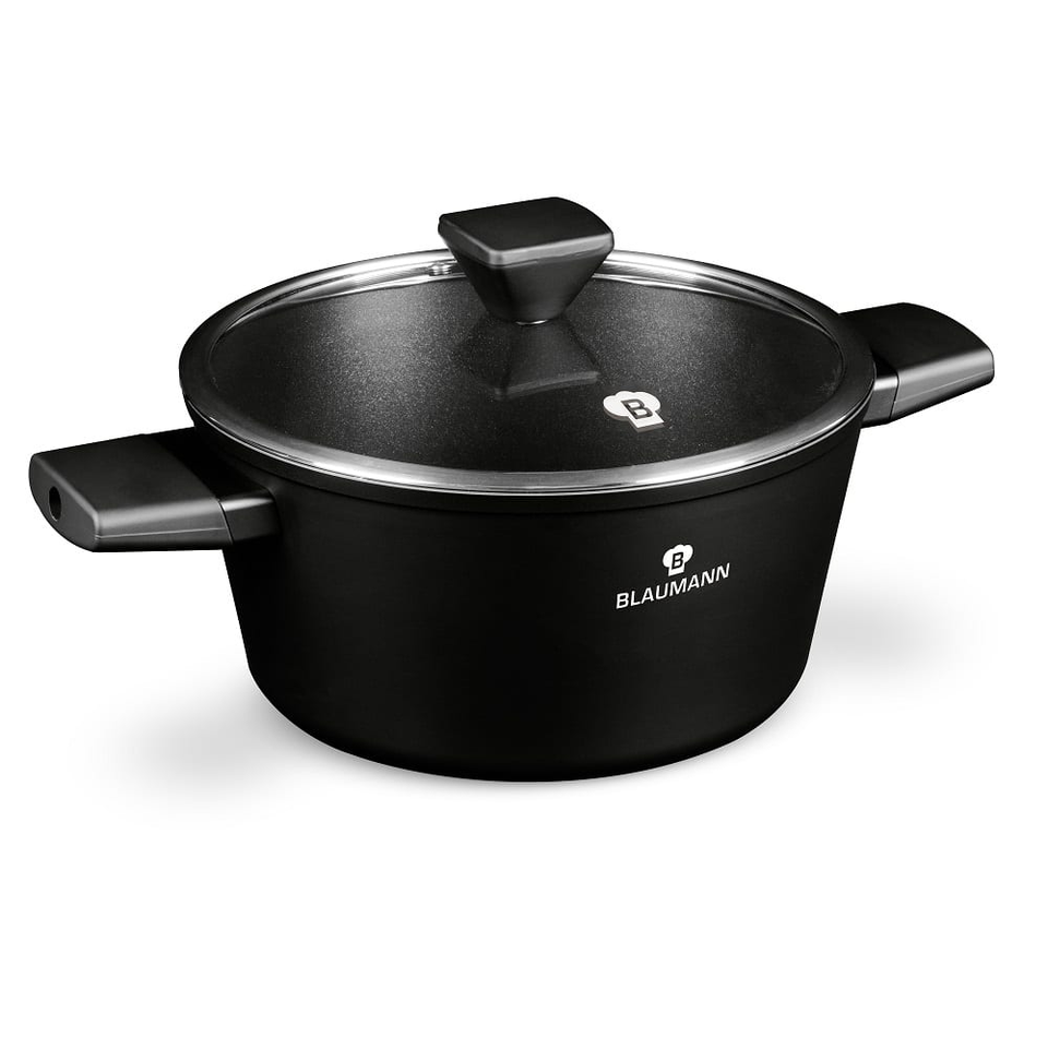 Casserole with Lid 24 cm Blaumann BL4001 | Black Silver