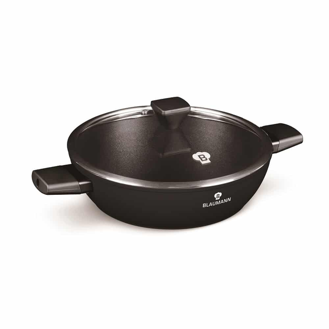 Shallow Pot with Lid 28 cm Blaumann BL3999 | Black Silver