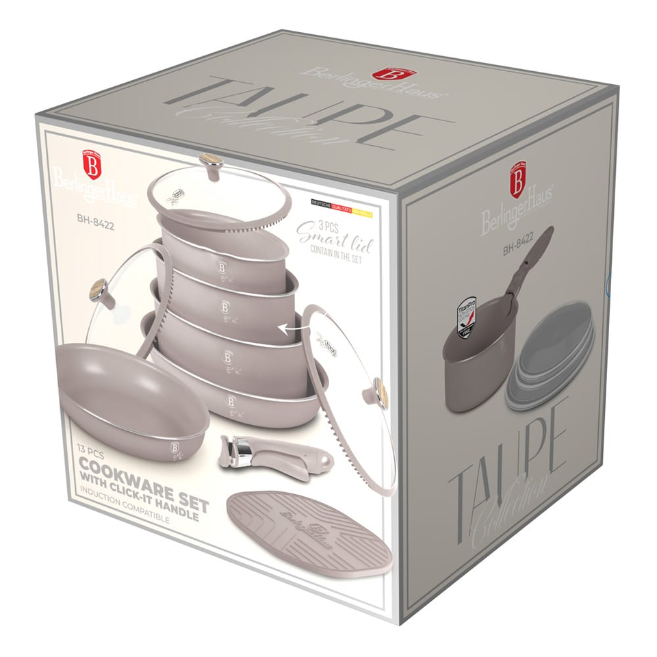 13 Pcs Cookware Set Berlinger Haus BH8422 | Taupe Nordic