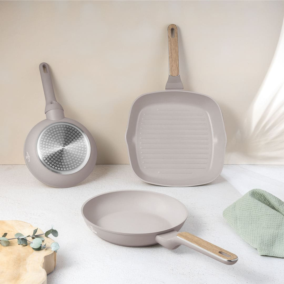 3 Pcs Frypan Berlinger Haus BH8342 | Taupe Nordic