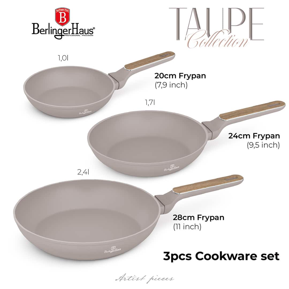 3 Pcs Frypan Set Berlinger Haus BH8341 | Taupe Nordic