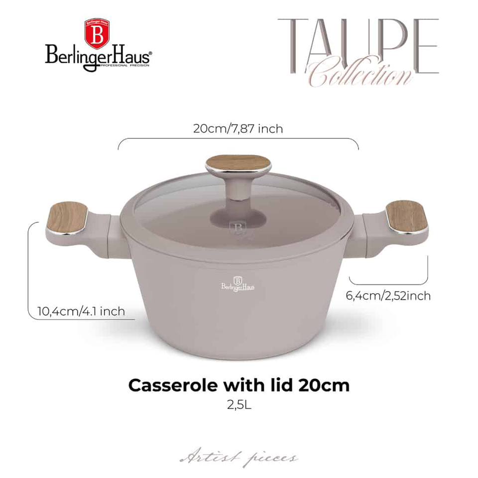 Casserole with Lid 20 cm Berlinger Haus BH8338 | Taupe Nordic