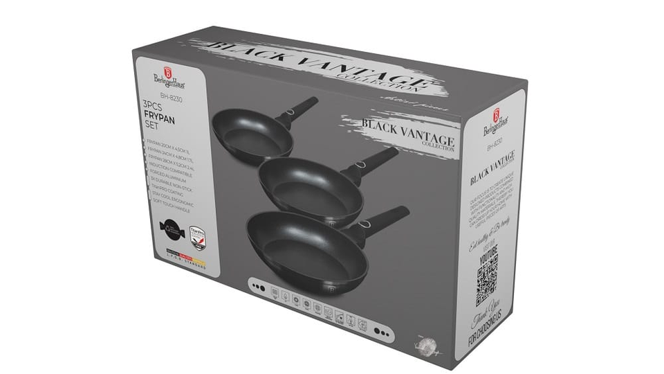 3-Piece Frypan Set Berlinger Haus BH8230 | Black Vantage