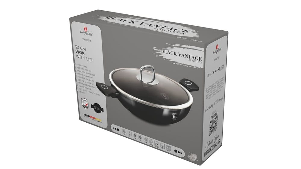 Wok with Lid 30 cm – Berlinger Haus BH8219 | Black Vantage