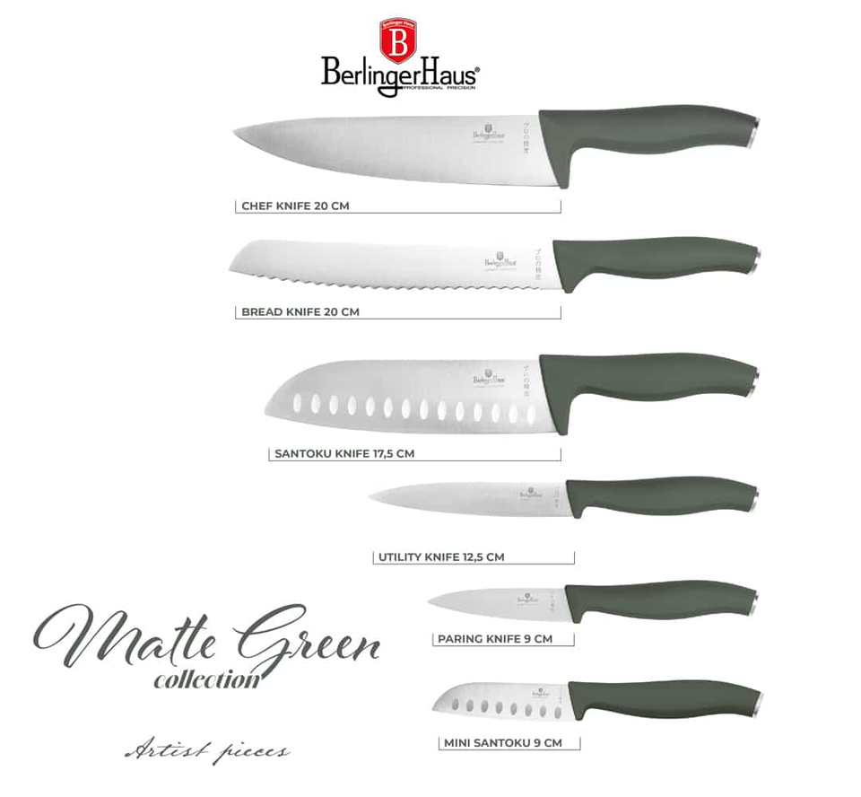 Knife Set 6 pcs – Berlinger Haus BH3138 | Matt Green