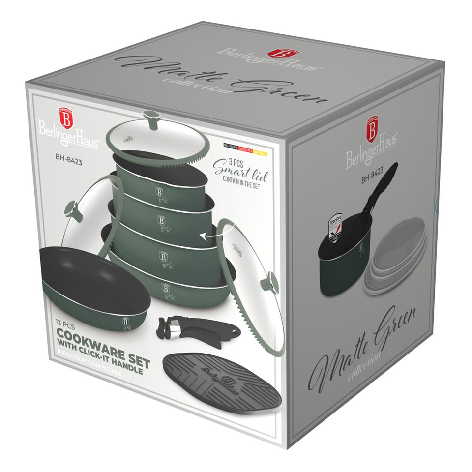 13-Piece Cookware Set Berlinger Haus BH8423 | Matte Green