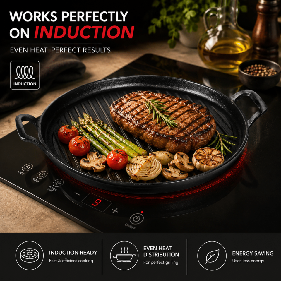 Round Cast Iron Grill Plate 30 cm Berlinger Haus BH6538