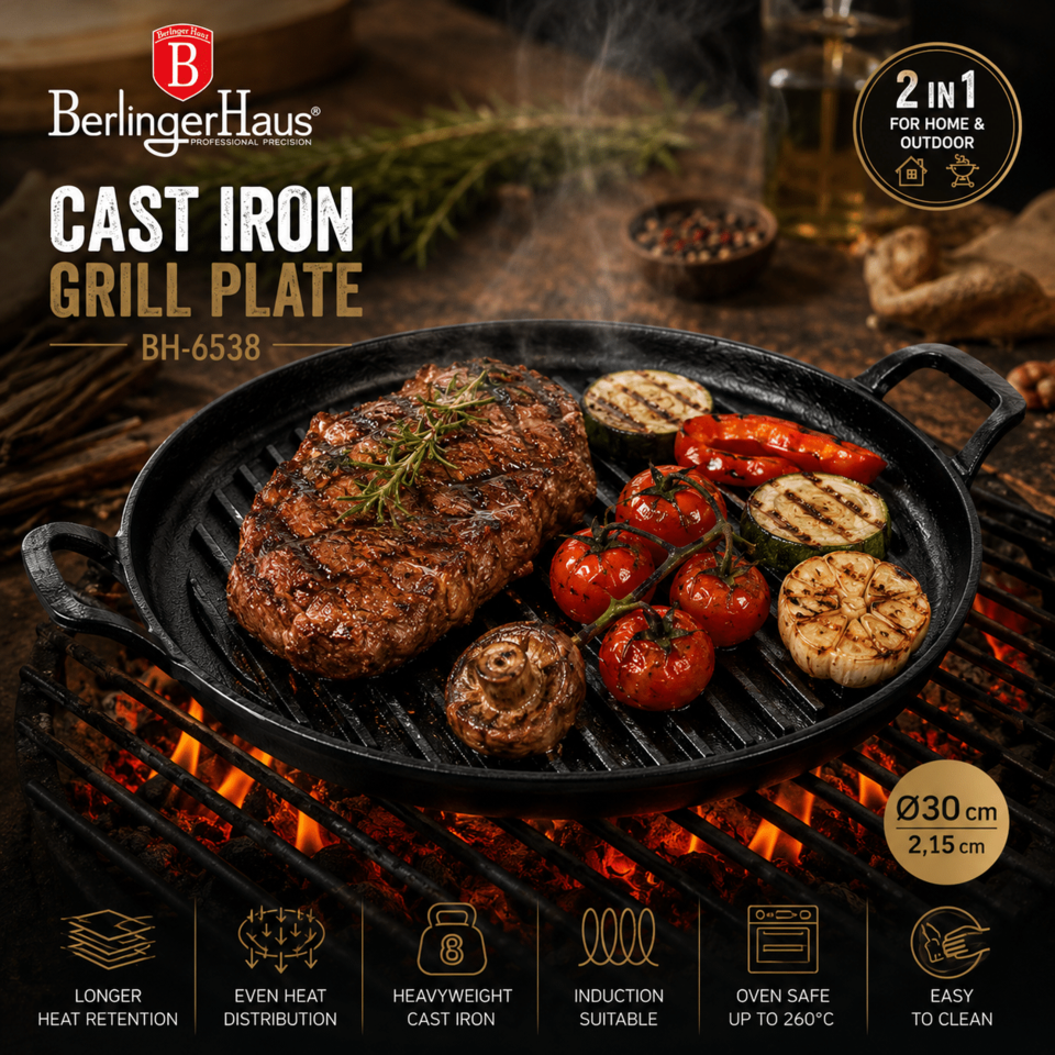 Round Cast Iron Grill Plate 30 cm Berlinger Haus BH6538