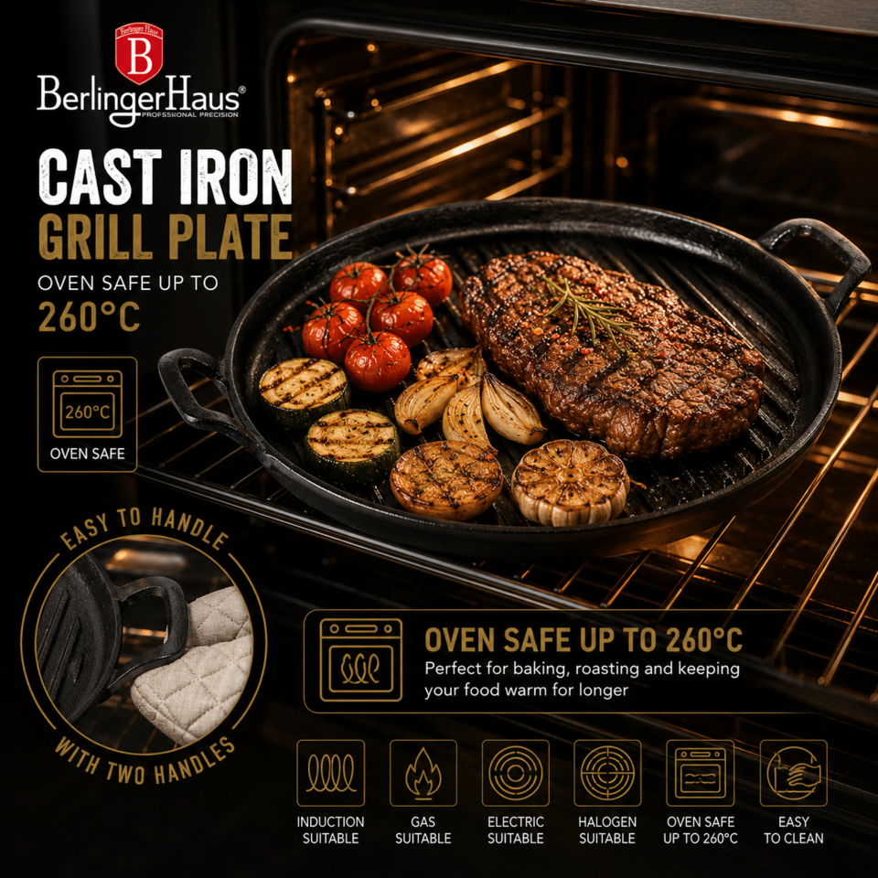 Round Cast Iron Grill Plate 30 cm Berlinger Haus BH6538