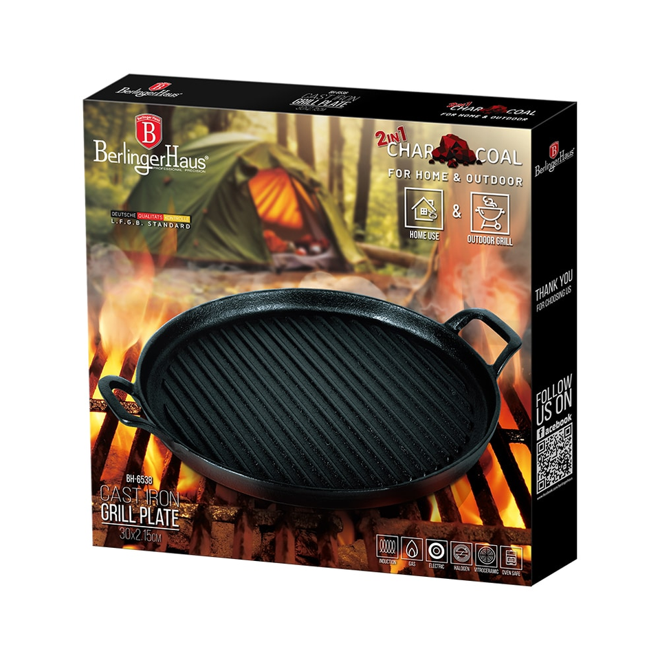 Round Cast Iron Grill Plate 30 cm Berlinger Haus BH6538