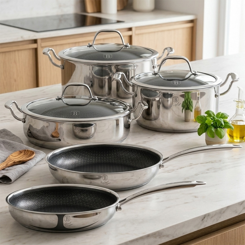 8-Piece Stainless Steel Cookware Set Eternal Collection Berlinger Haus BH8959