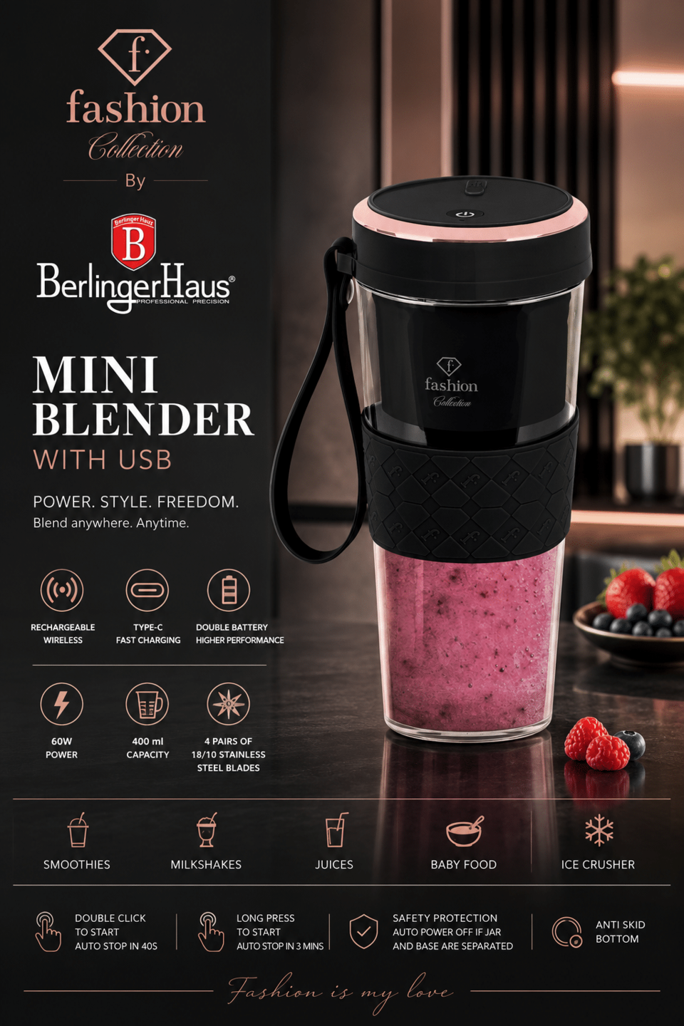 USB Mini Blender FTV0176 | Fashion by Berlinger Haus