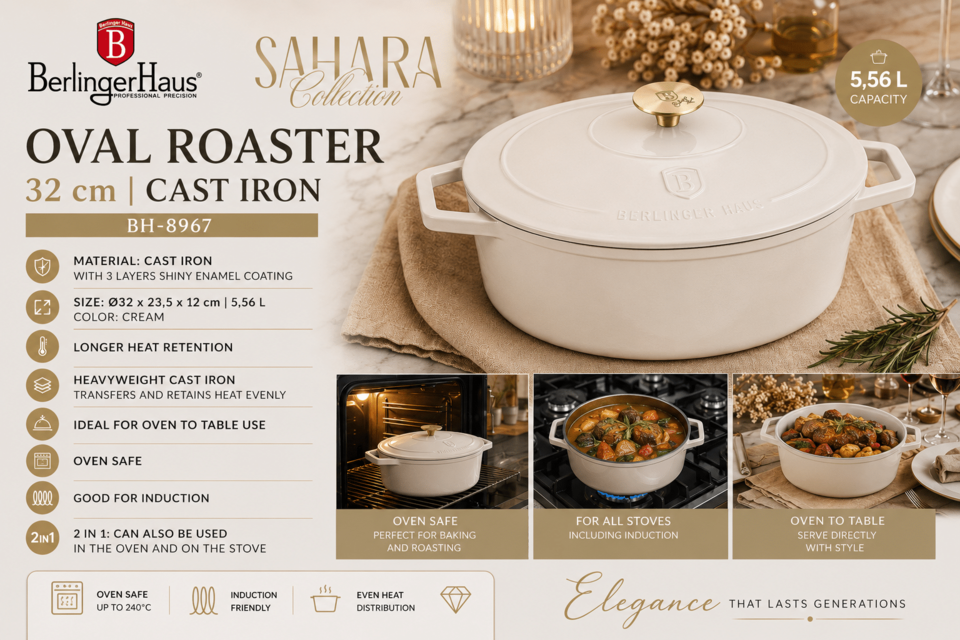 Oval Cast Iron Roaster 32cm BH8967 | Berlinger Haus