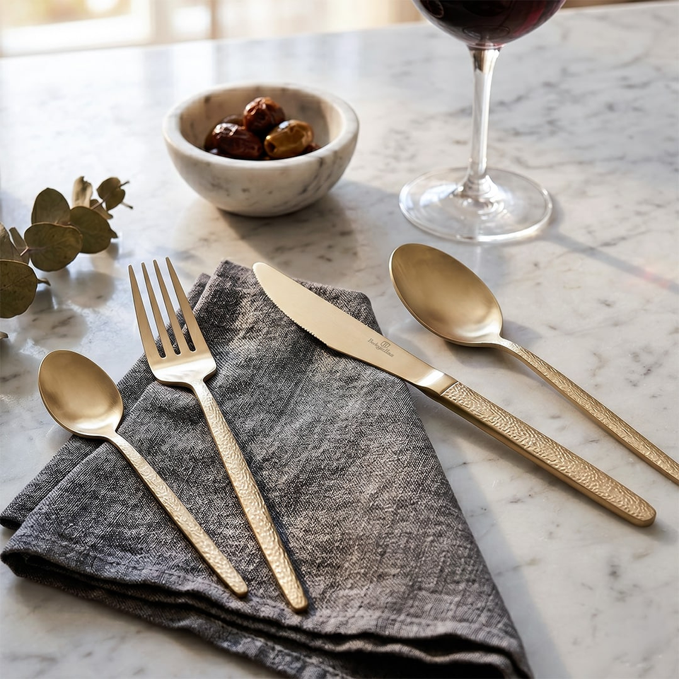 24 Piece Champagne Gold Cutlery Set BH2642 | Berlinger Haus