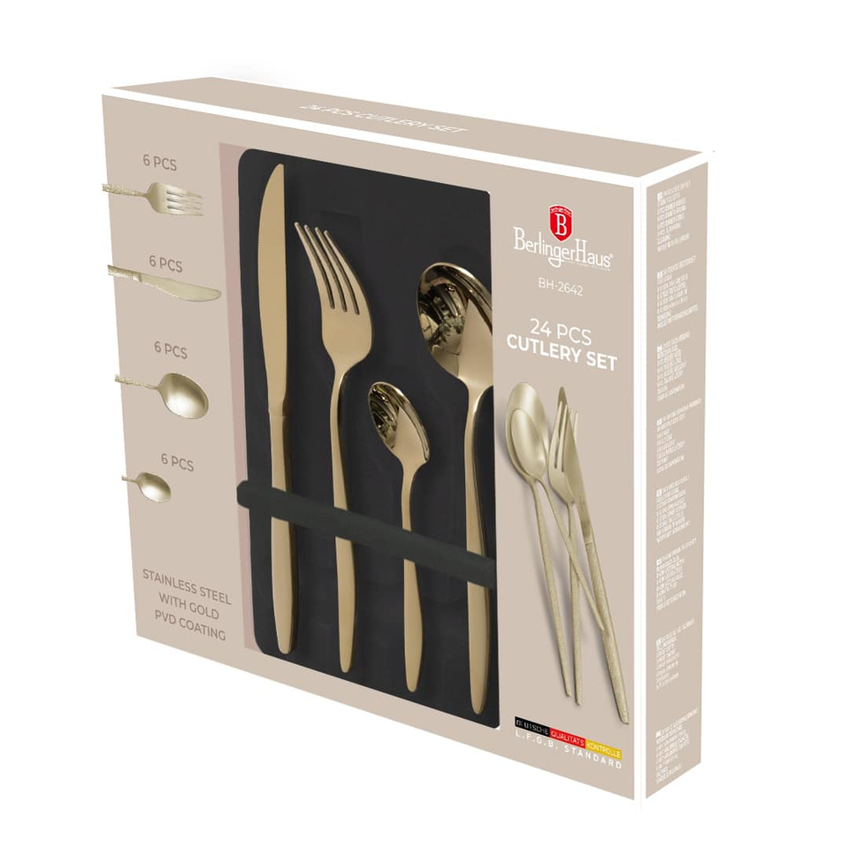 24 Piece Champagne Gold Cutlery Set BH2642 | Berlinger Haus
