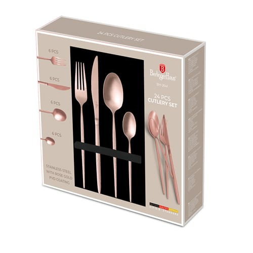 24 Piece Rose Gold Cutlery Set BH2641 | Berlinger Haus