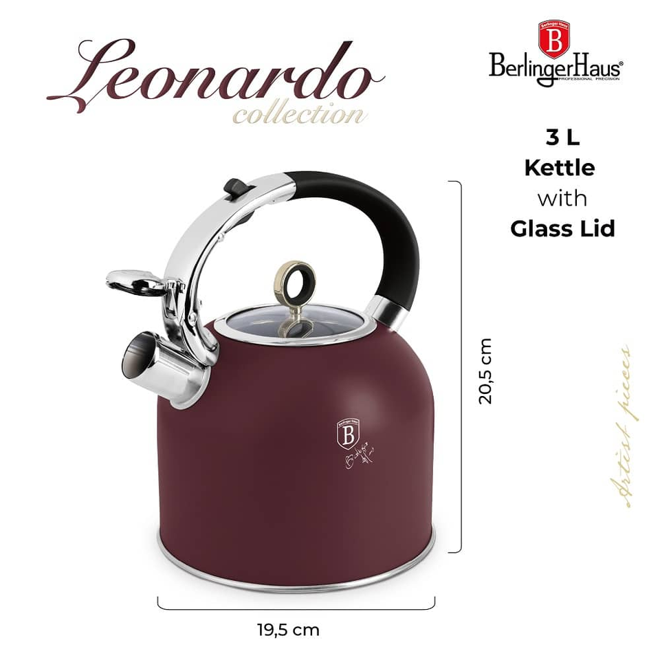 Kettle with Glass Lid | 3.0L Berlinger Haus BH8919