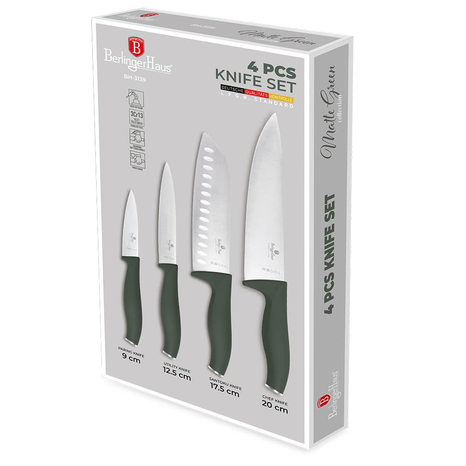 Knife Set | 4 pcs Matt Green Berlinger Haus BH3139