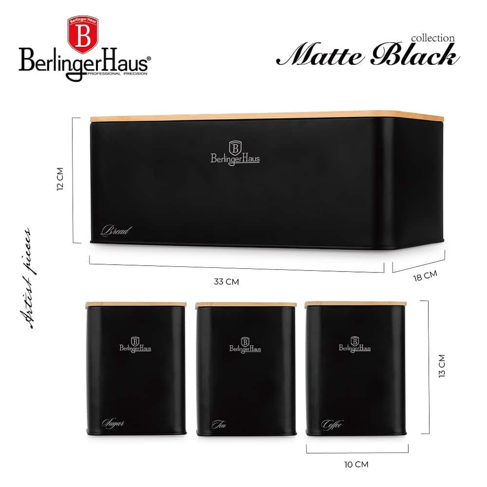 Bread Box & Canister Set | Black Berlinger Haus BH8903