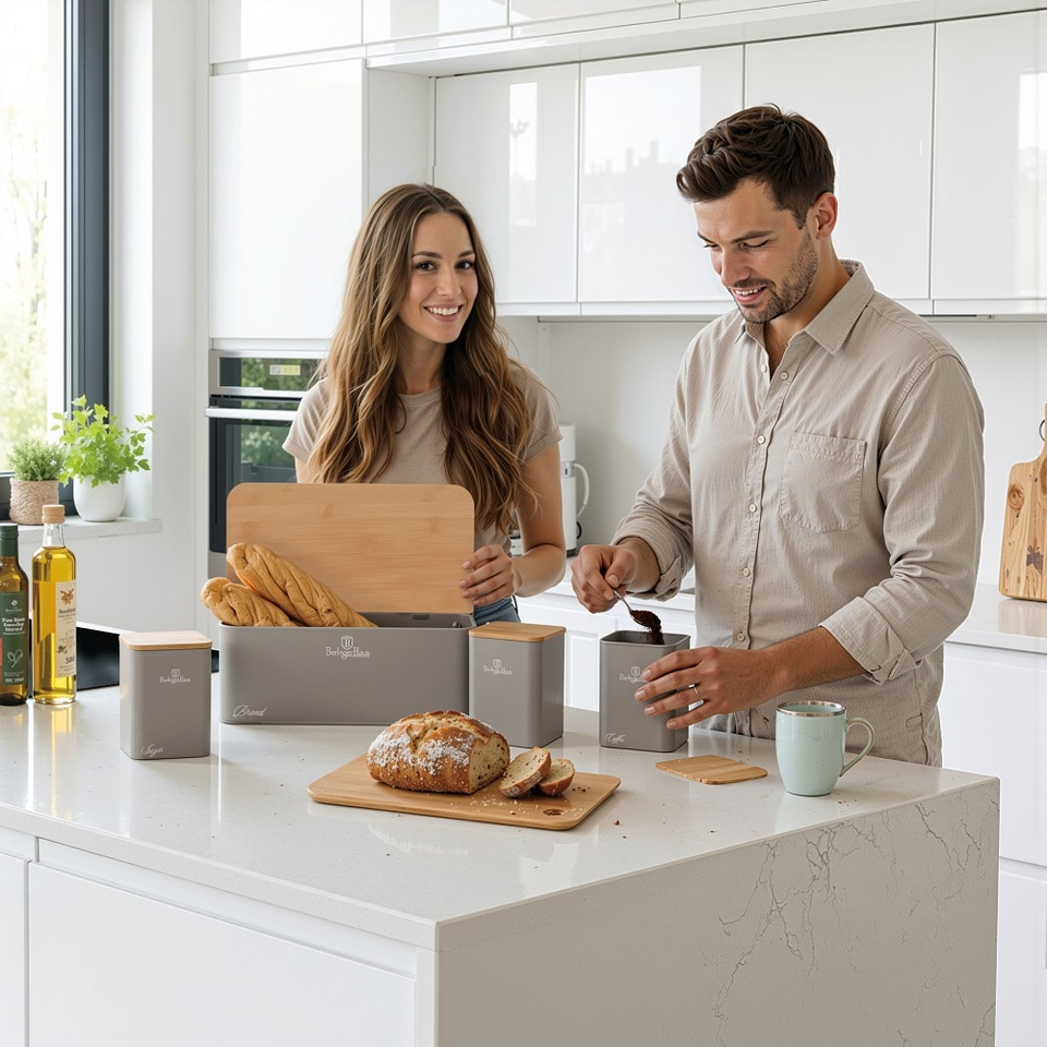 Bread Box & Canister Set | Taupe Berlinger Haus BH8902