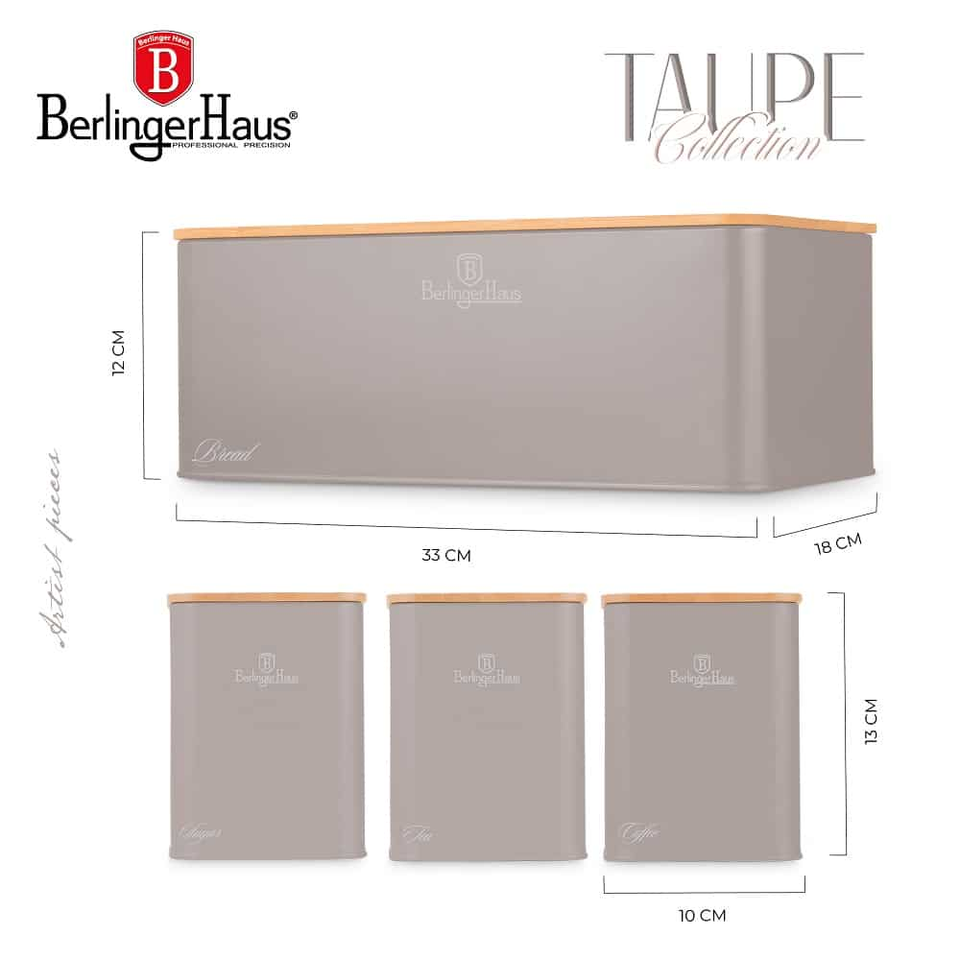 Bread Box & Canister Set | Taupe Berlinger Haus BH8902
