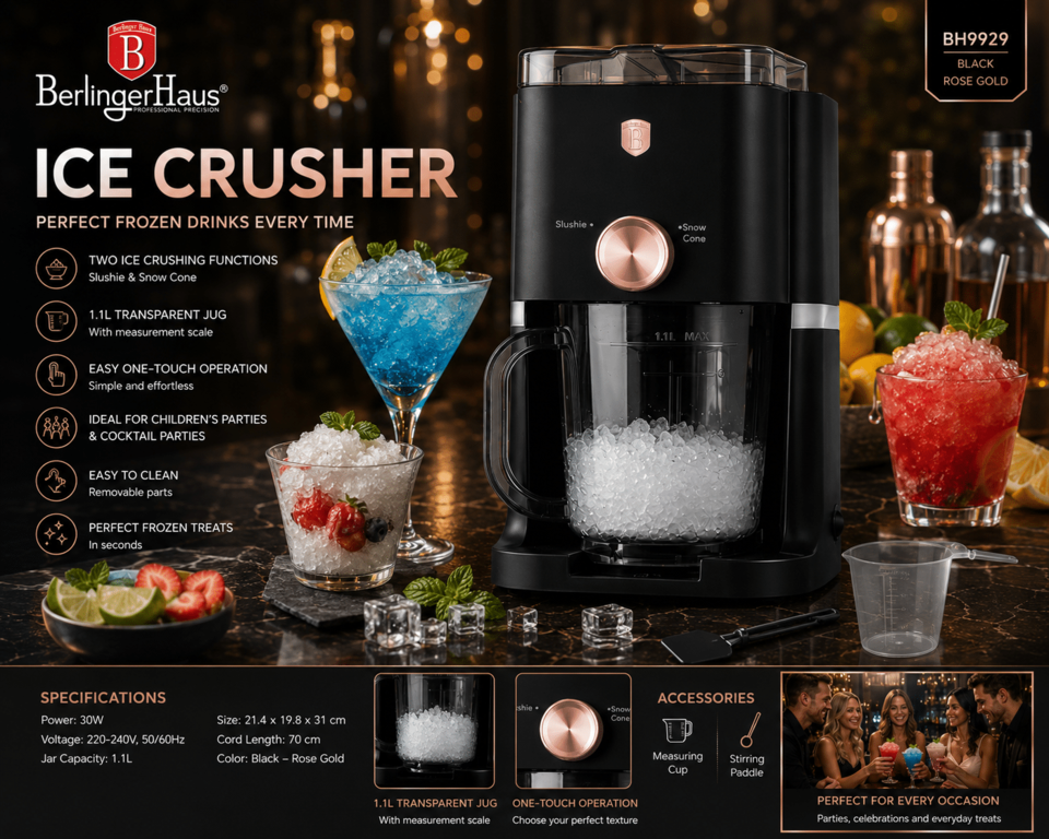 Ice Crusher | Slushie Snow Cone Maker Berlinger Haus BH9929