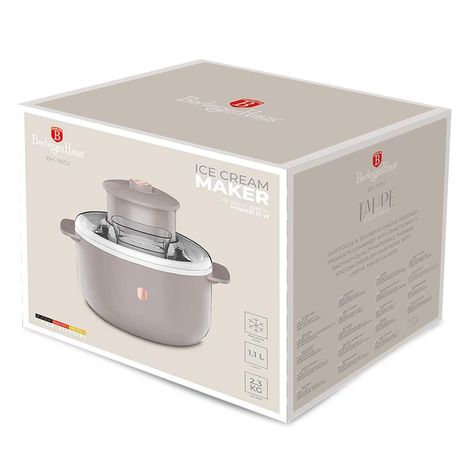 Berlinger Haus BH9953 Ice Cream Maker 1.1L Taupe – Homemade Frozen Desserts