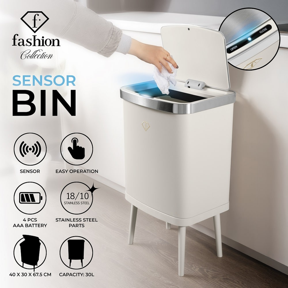 Sensor Bin 30L Cream Fashion by Berlinger Haus FTV0154