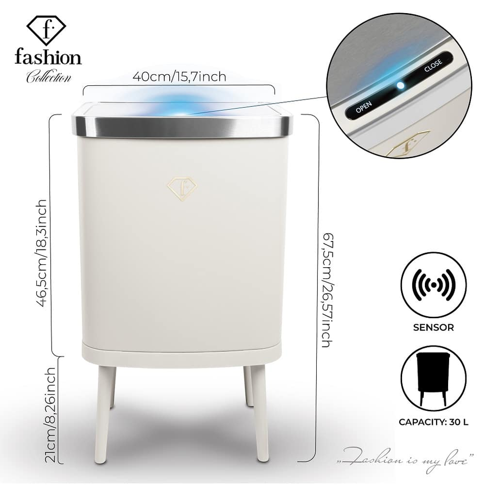 Sensor Bin 30L Cream Fashion by Berlinger Haus FTV0154