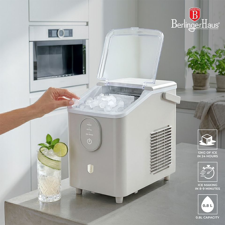 Berlinger Haus BH9941 Ice Cube Maker Cream – 12kg Ice Production in 24 Hours