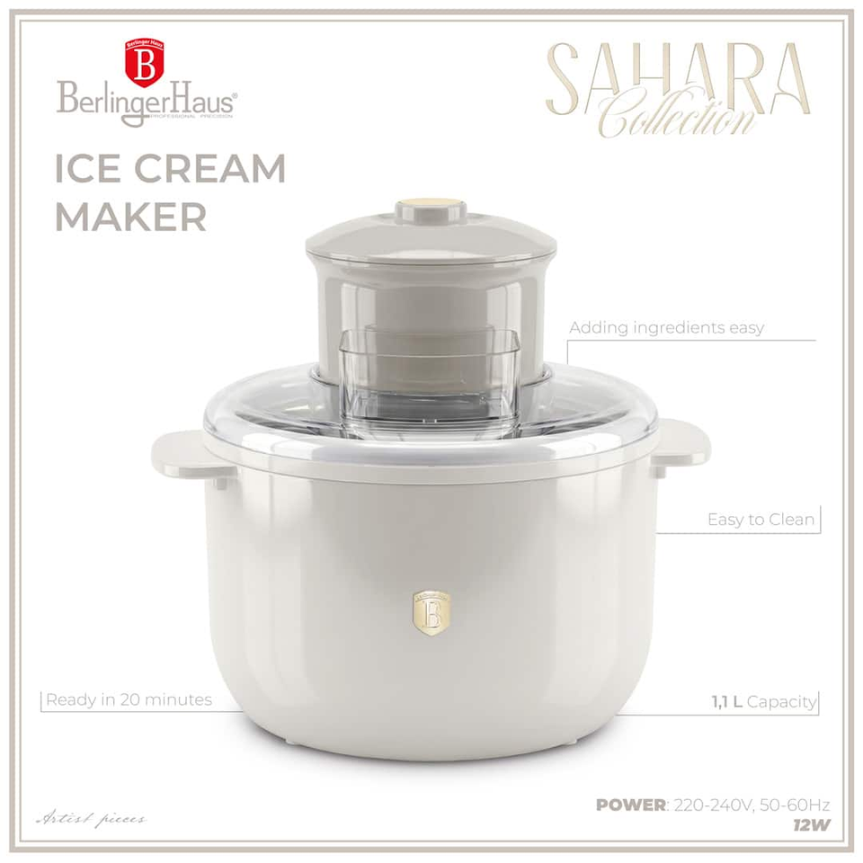 Berlinger Haus BH9954 Ice Cream Maker 1.1L Cream – Homemade Frozen Desserts