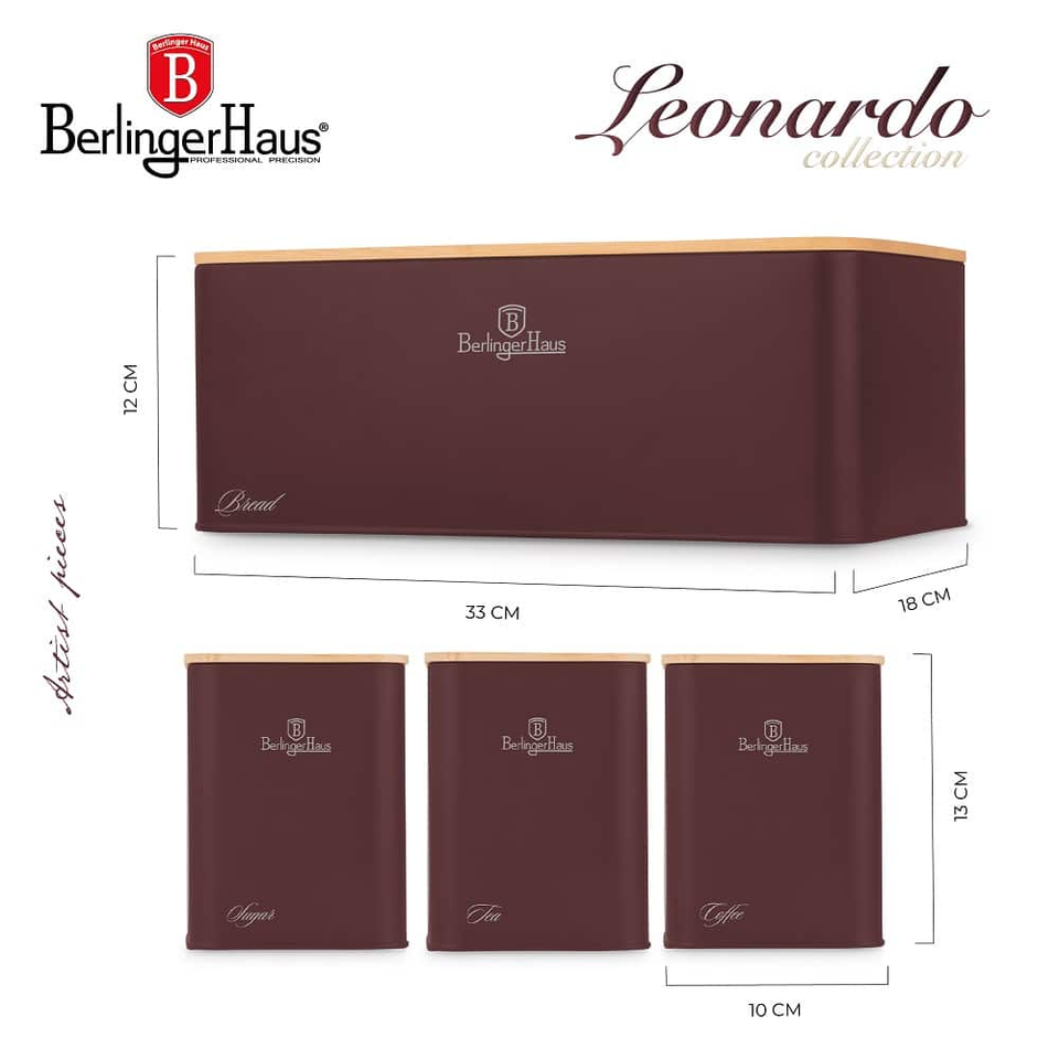 Bread Box with 3 pcs Canister Set Berlinger Haus BH8900