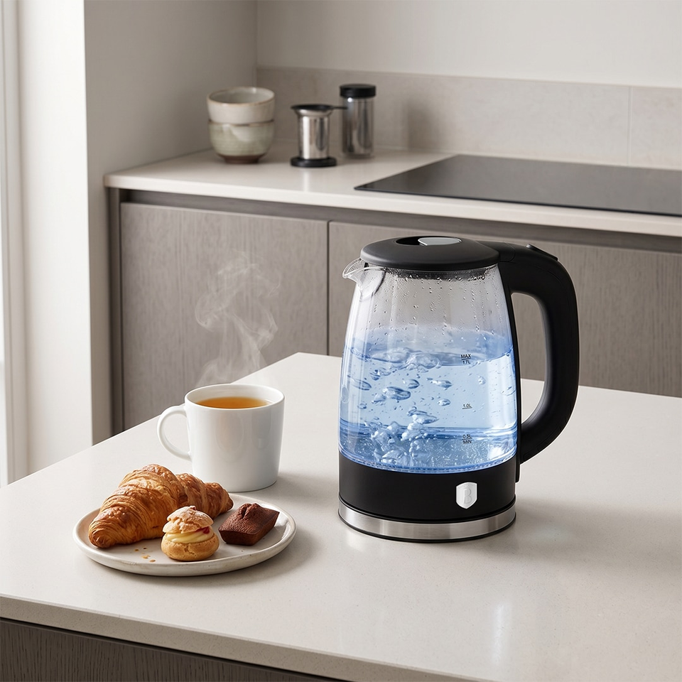 Electric Glass Kettle 1.7L 2200W Matte Black – Berlinger Haus BH9816