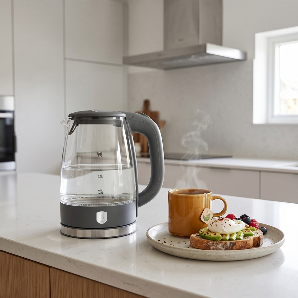 Electric Glass Kettle 1.7L 2200W Matte Anthracite – Berlinger Haus BH9815