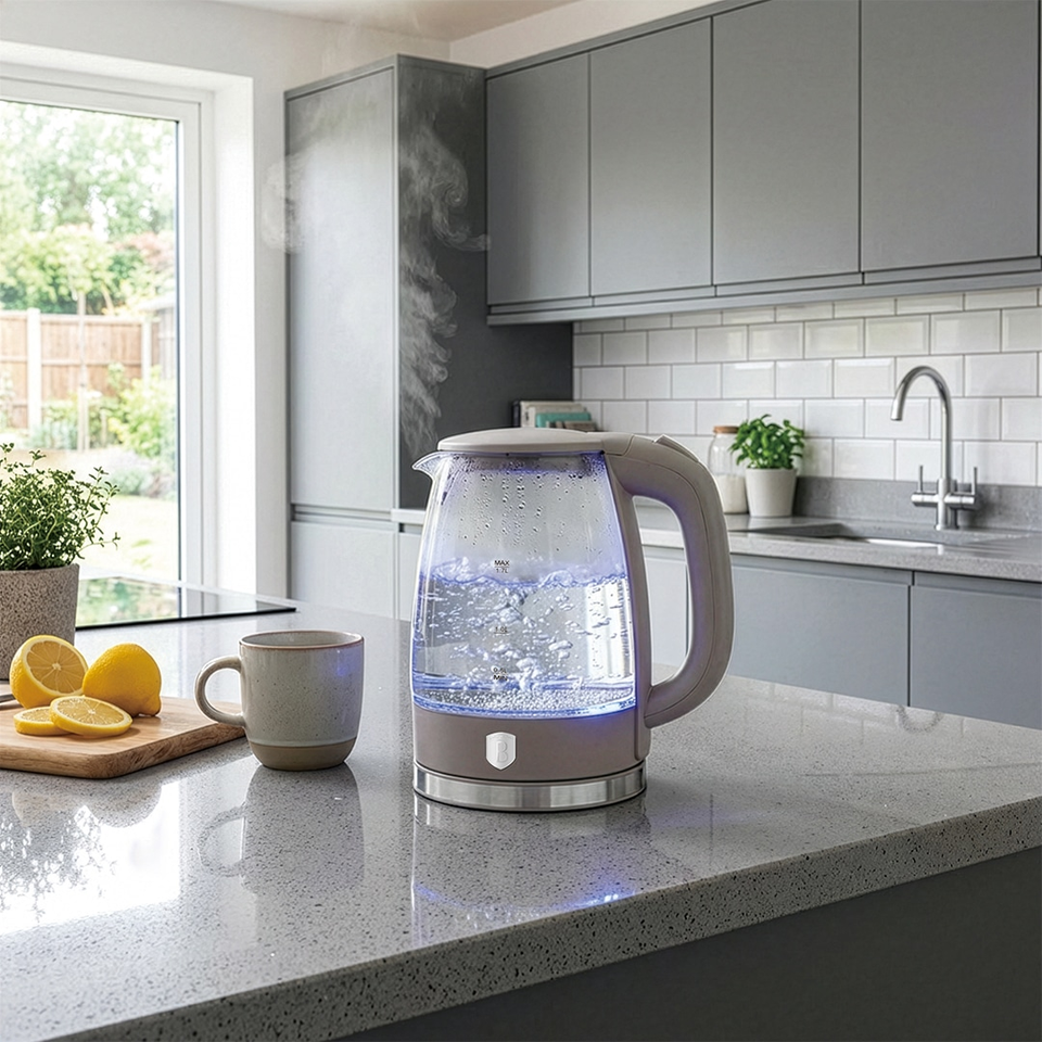 Electric Glass Kettle 1.7L 2200W Matte Taupe – Berlinger Haus BH9814