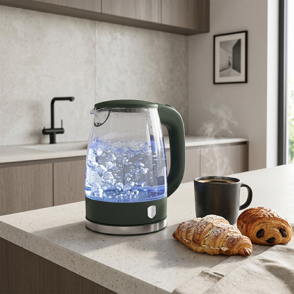 Electric Glass Kettle 1.7L 2200W Matte Green – Berlinger Haus BH9812