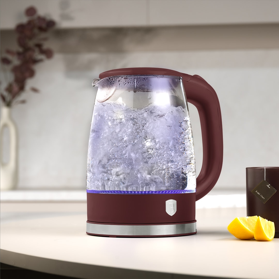 Electric Glass Kettle 1.7L 2200W Matte Bordeaux – Berlinger Haus BH9811