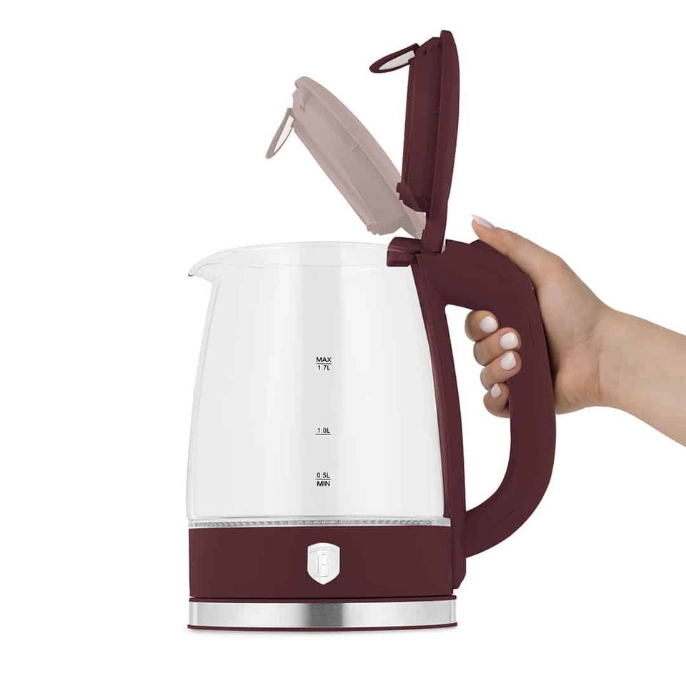 Electric Glass Kettle 1.7L 2200W Matte Bordeaux – Berlinger Haus BH9811