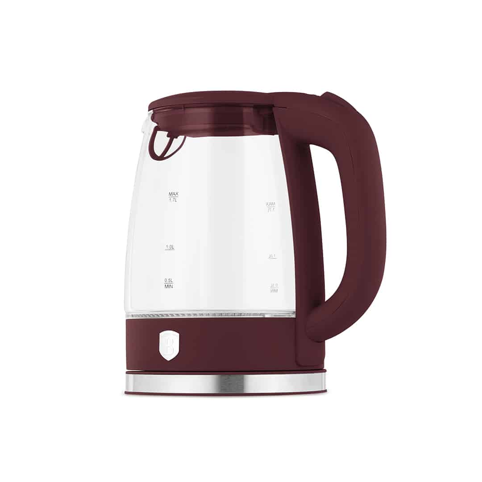 Electric Glass Kettle 1.7L 2200W Matte Bordeaux – Berlinger Haus BH9811