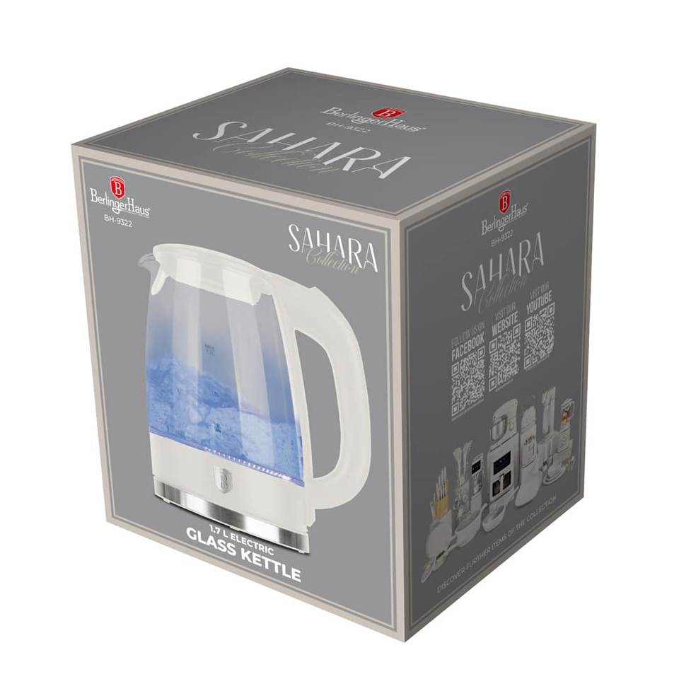 Electric Glass Kettle 1.7L Matte Cream 2200W – Berlinger Haus BH9322